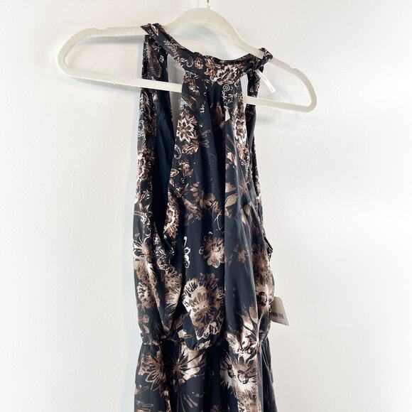 Free People Katerina Halter Tie Sleeveless Floral Mini Dress Black Small - Picture 12 of 12